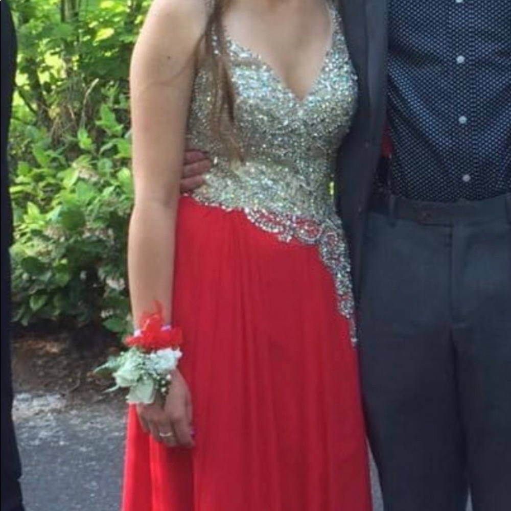 Full length red prom/event dress